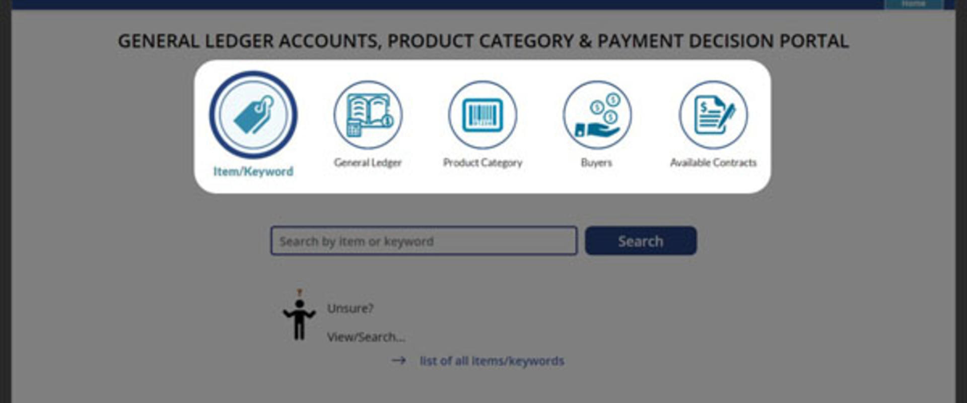Procurement Search Tool homepage screenshot